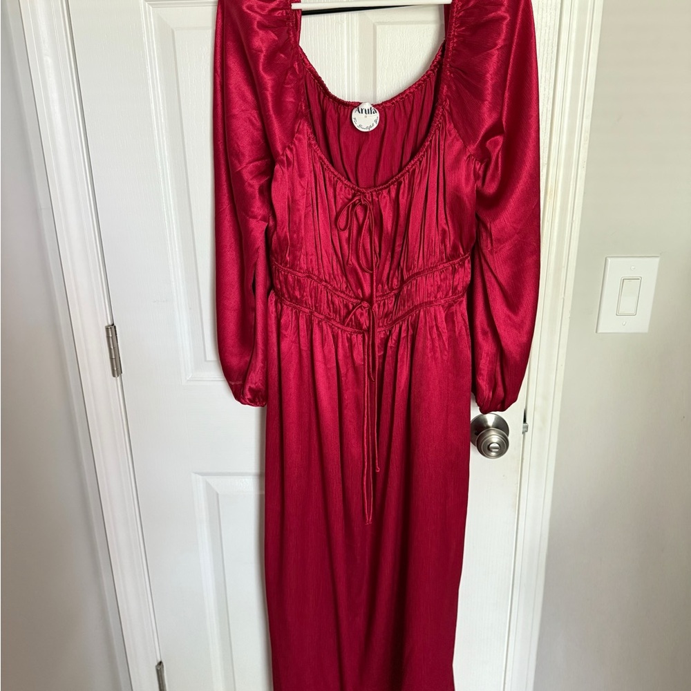 Arula Crimson Satin Dress